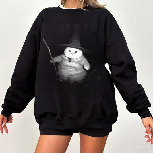 WIZARD CAT Sweatshirt, Cat T-Shirt, Meme Cringe Funny Dumb Shirts, Unisex Movie Shirt Menswear Womenswear Streetwear