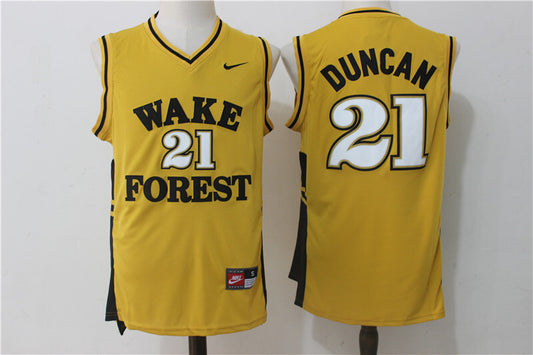 Wake Forest Demon Deacons Black #21 Tim Duncan Style 1