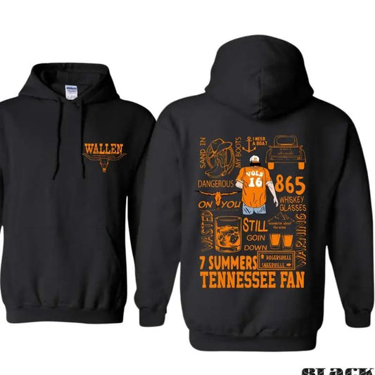 Wallen Tennessee Fan Hoodie - Vibrant Tribute to Tennessee Spirit with VOLS Graphics, Ideal for True Fans and Whiskey Lovers