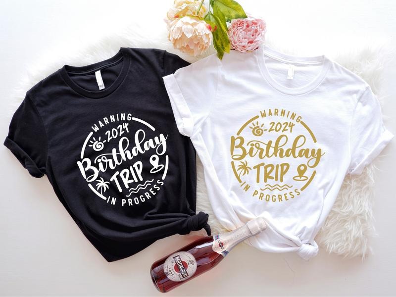 Warning Birthday Trip 2024 Shirt, Matching Group Birthday T-shirt, Girls Weekend Bday Tee, Birthday Gift Short Sleeve,...