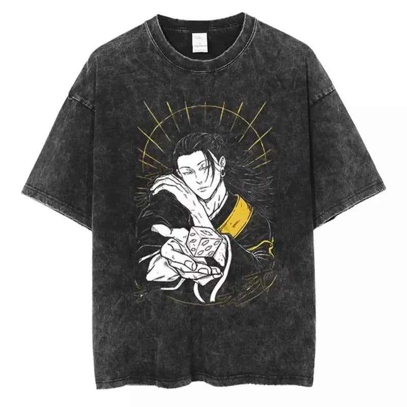 Washed T-shirt Jujutsu Kaisen Geto Suguru VINTAGE Fashion Cotton Short Sleeves Hoodie, Sweatshirt | InkThreadWorks.com