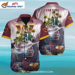 Washington Commanders Hawaiian Shirt With Island And Waterfall
