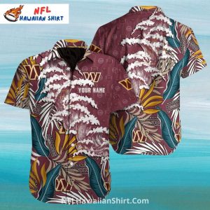 Washington Commanders Tropical Waves And Leaves Aloha Shirt