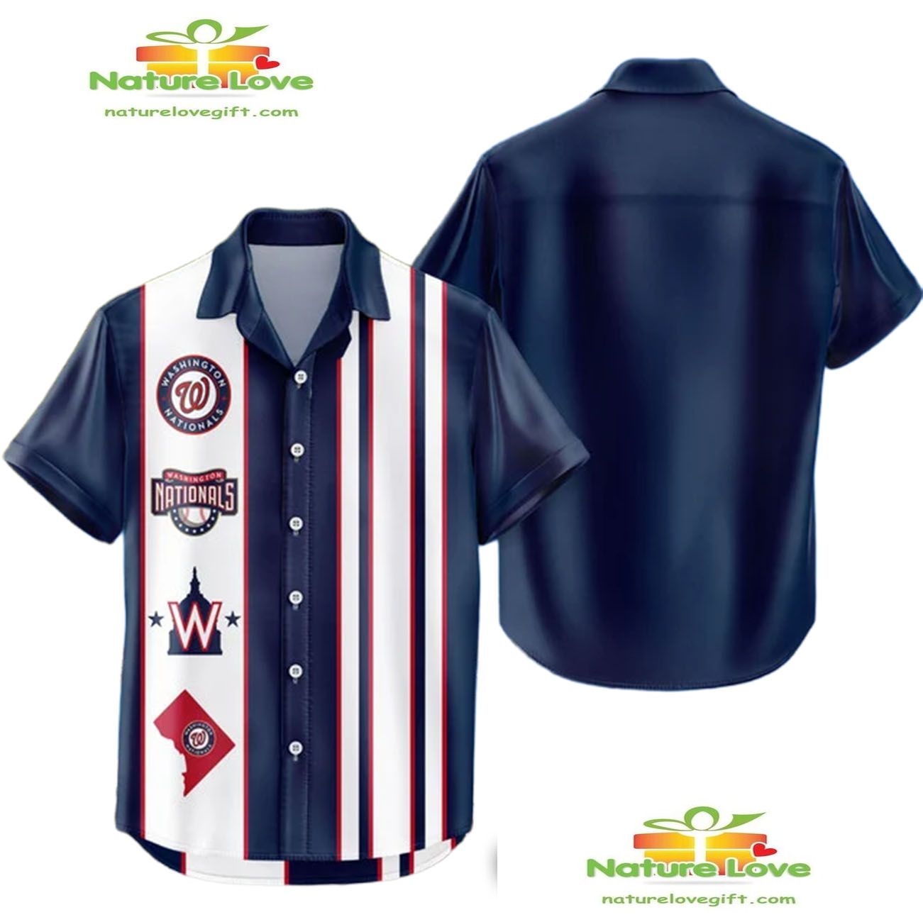 Washington Nationals Hawaiian Shirt Classic Color Contrast Aloha Shirt