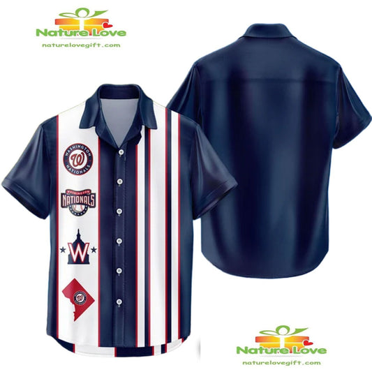 Washington Nationals Hawaiian Shirt Classic Color Contrast Aloha Shirt