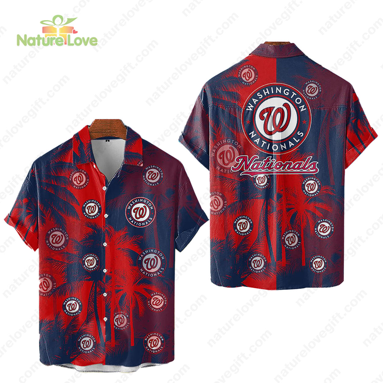 Washington Nationals Tropical Palm Trees MLB Hawaiian Shirt