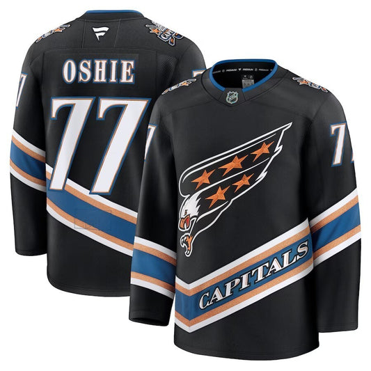 Washington Capitals #77 TJ Oshie Alternate 50th Anniversary Premium Jersey - Black