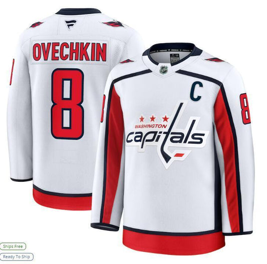Washington Capitals #8 Alexander Ovechkin Away Premium Jersey - White