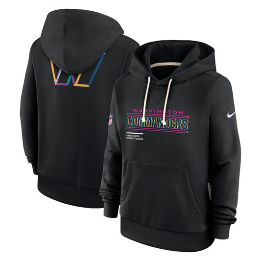 Washington Commanders Black 2025 Crucial Catch Club Pullover Hoodie(Run