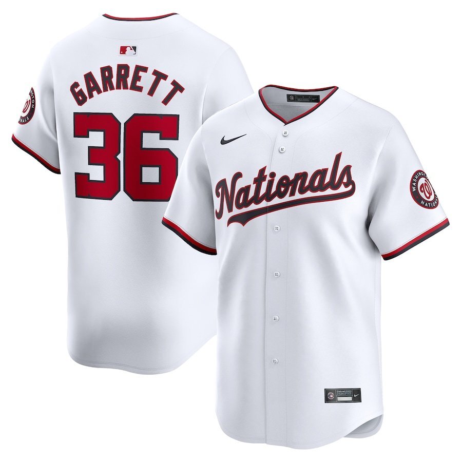 Washington Nationals #36 Stone Garrett Home Limited Player Jersey - White Style 1