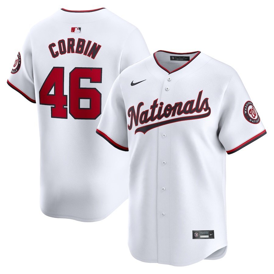 Washington Nationals #46 Patrick Corbin Home Limited Player Jersey - White Style 2