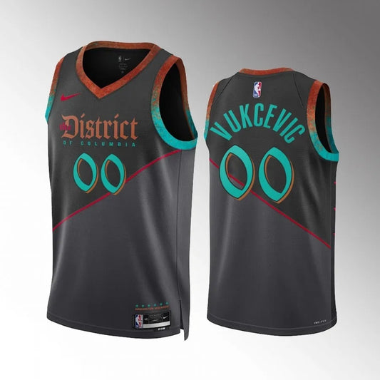 Washington Wizards #00 Tristan Vukcevic 2023-24 Black City Edition Men Jersey Style 1