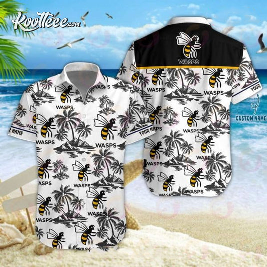 Wasps RFC Premiership Rugby Custom Name Hawaiian Shirt