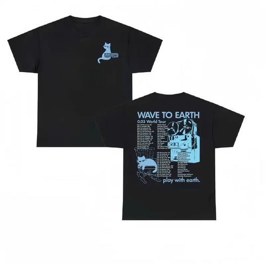 Wave To Earth 0.03 Cat Concert Shirt 2 Sided T-shirt/ Hoodie, Vintage Unisex Tee Shirt Man Women, 100% Cotton Sleeve, Pullover Womenswear Clothing