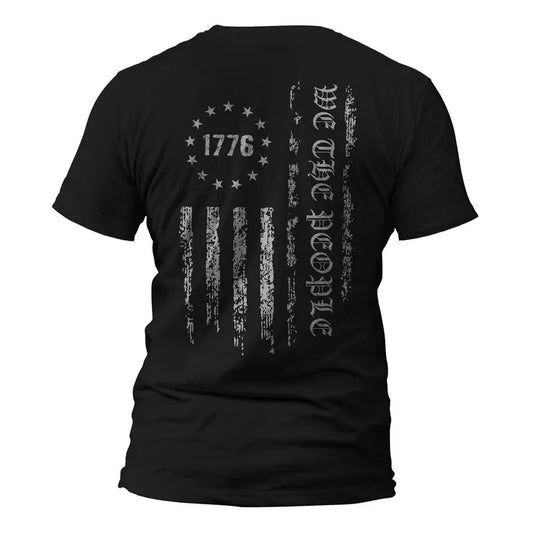 We The People 1776 USA Distressed Flag Back Print T-Shirt Hoodie, Sweatshirt | InkThreadWorks.com