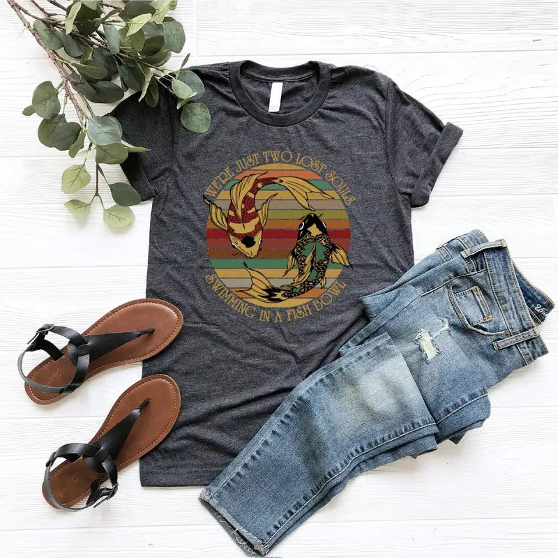 We're Just Two L0st Souls Swimming In A Fish Bowl Shirt, Pjnk Fl0yd Shirt, Rock Music Lyrics Shirt, Classic Rock Shirt,...