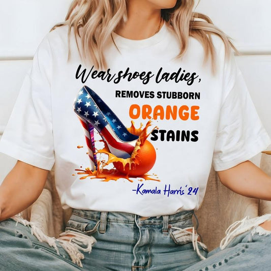 Wear Shoes Ladies Removes Stubborn Orange Stains Shirt, Kamal Harr1s Shirt Hoodie, Sweatshirt | InkThreadWorks.com