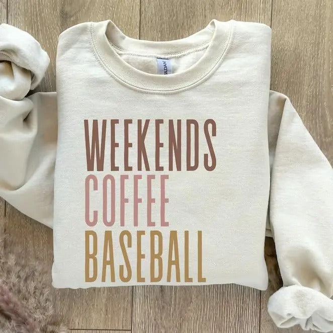Weekends Coffee Baseball Sweatshirt, Baseball Mom Sweatshirt, Gift for Baseball Lover, Baseball Sweatshirt, Sweatshirt...