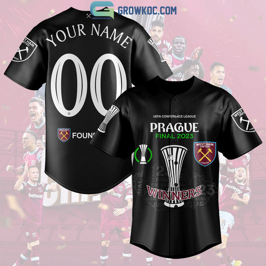 West Ham United UEFA Conference League Winners Final 2023 Personalized Black Design Baseball Jersey