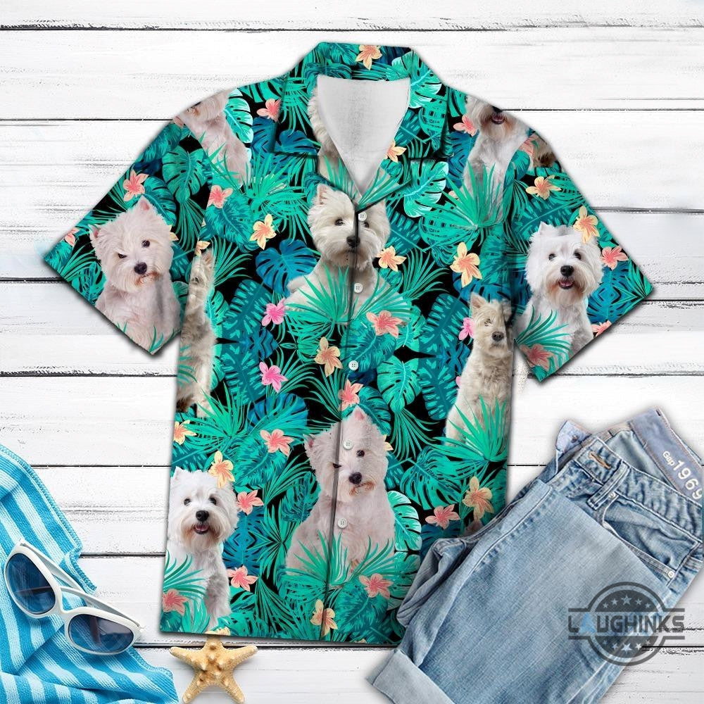 West Highland White Terrier Hawaiian Shirt 131 Aloha Hawaii Shirts Aloha Summer Beach Button Up Shirts And Shorts NEW
