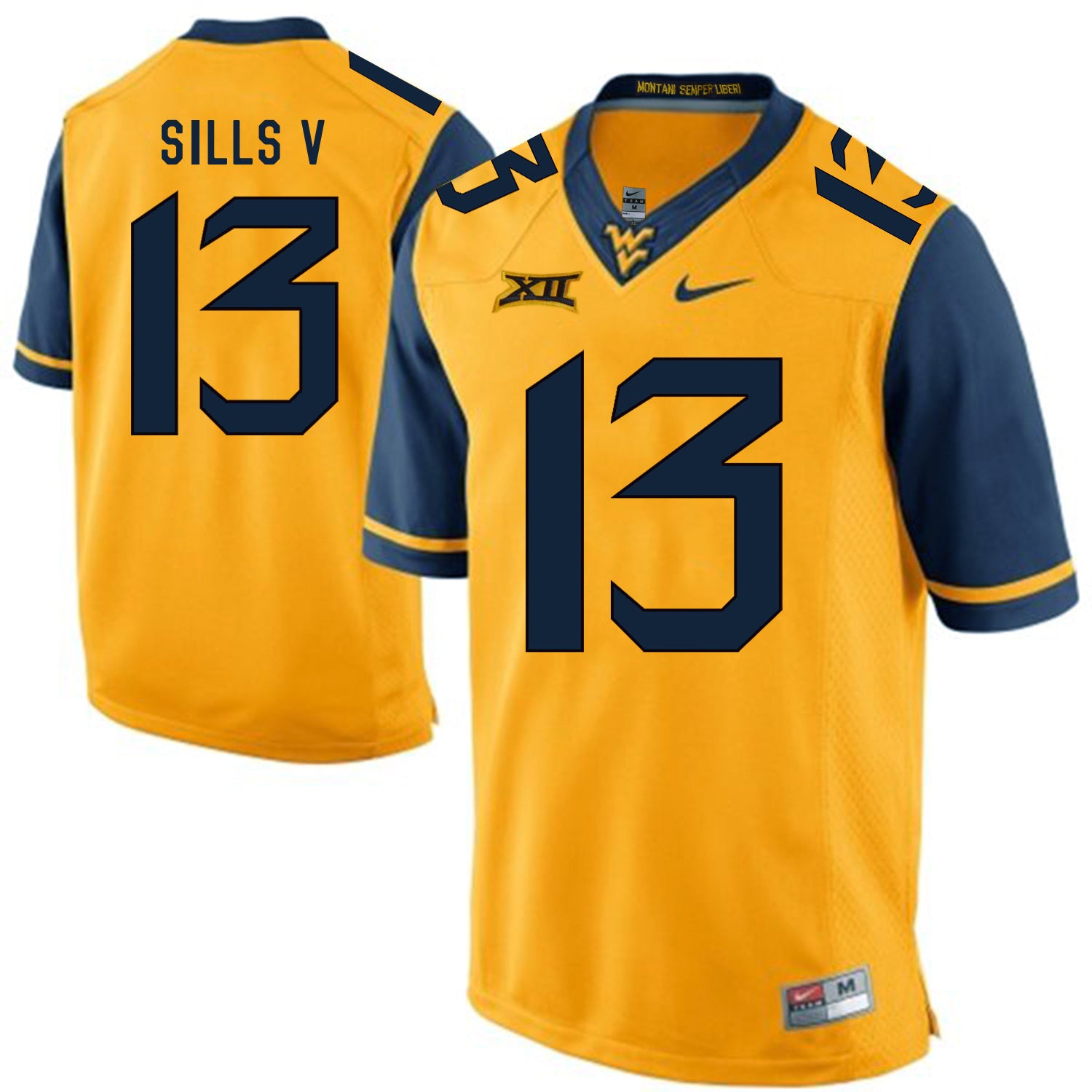 West Virginia Mountaineers David Sills V 13 Gold