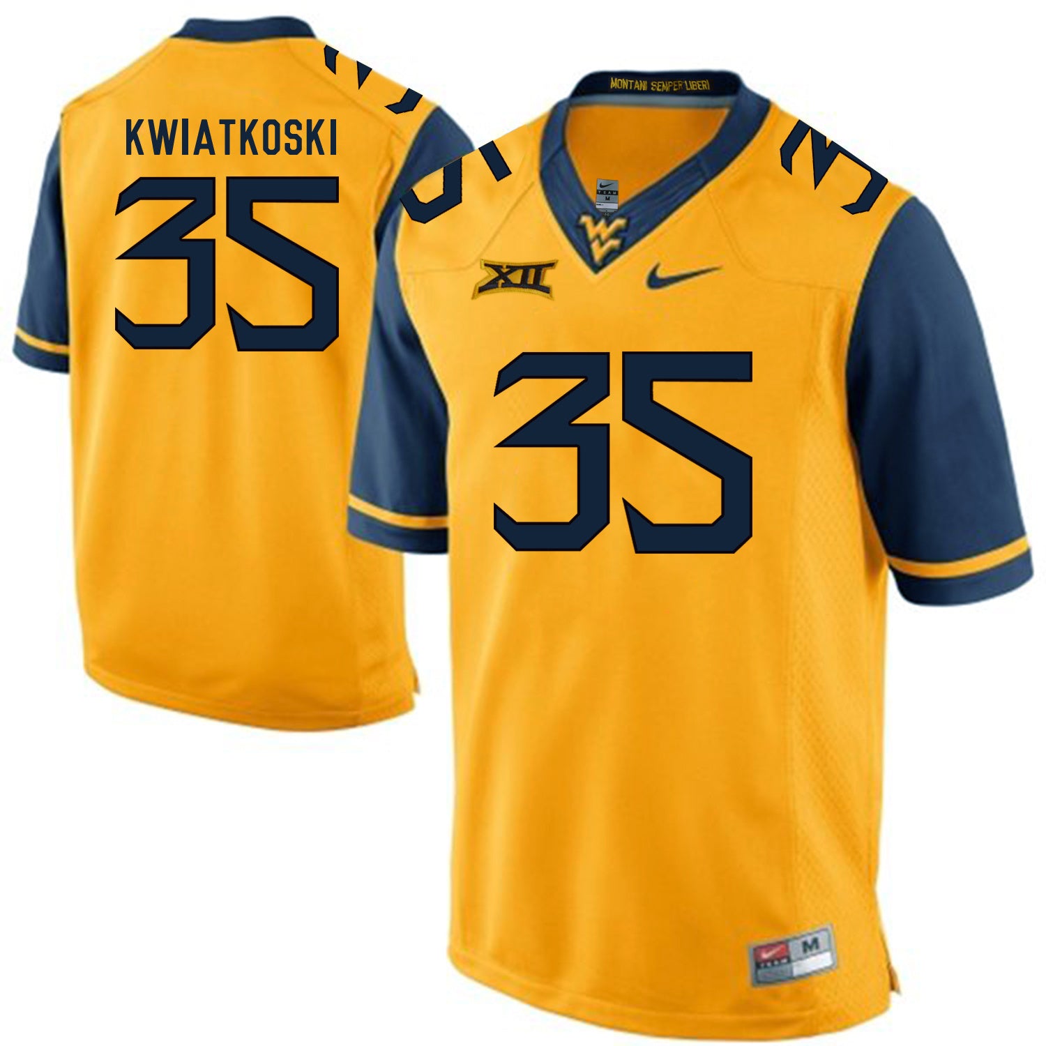 West Virginia Mountaineers Nick Kwiatkoski 35 Gold