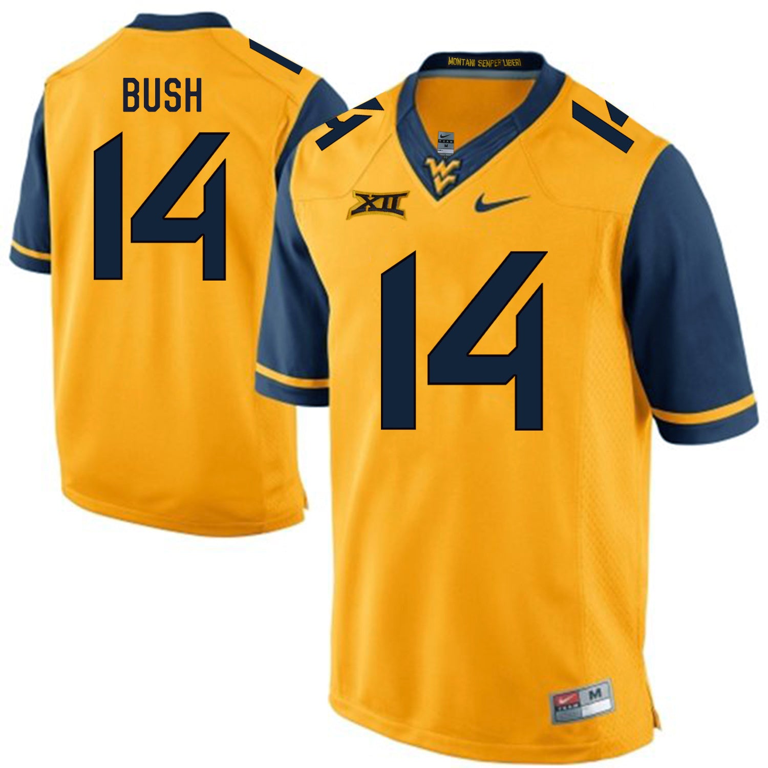 West Virginia Mountaineers Tevin Bush 14 Gold