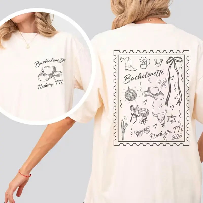 Western Cowgirl Bride Bachelorette 2 Sides Shirt, Western Bachelorette 2025 Tshirt, Matching Country Bridal Party Tees, Nashville Bach Top