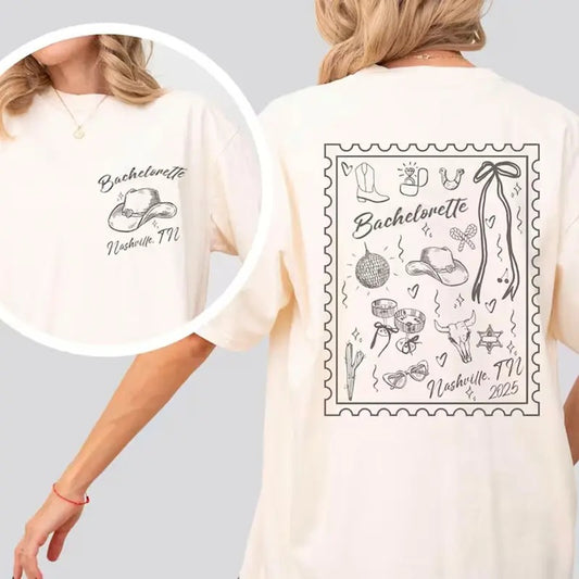 Western Cowgirl Bride Bachelorette 2 Sides Shirt, Western Bachelorette 2025 Tshirt, Matching Country Bridal Party Tees, Nashville Bach Top