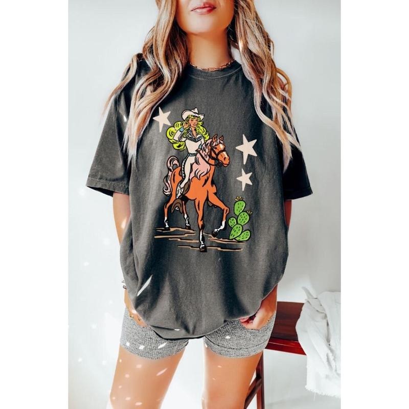 Western Graphic Tee, Retro Doll Tshirt, Cowgirl graphic T Shirt, Western Doll, Pink Cowgirl Doll Shirt,