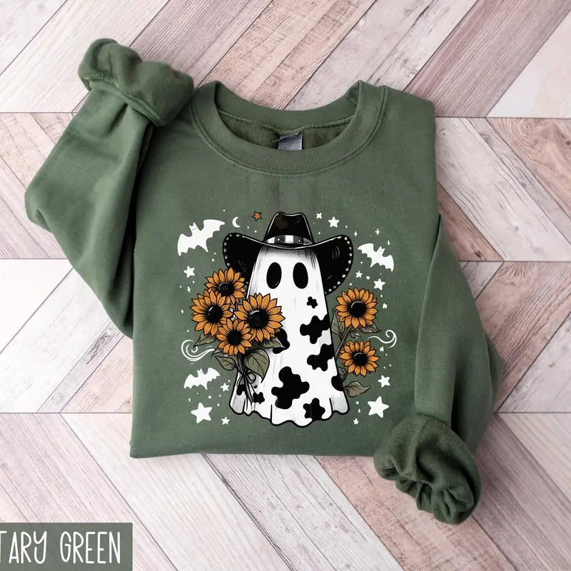 Western Halloween Sweatshirt, Cowboy Ghost Shirt, Ghost Cowboy Sweatshirt, Spooky Cowgirl Shirt, Howdy Halloween Shirt Hoodie