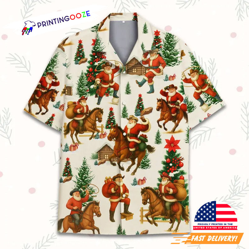 Western Cowboy Santa Christmas Hawaiian Shirt