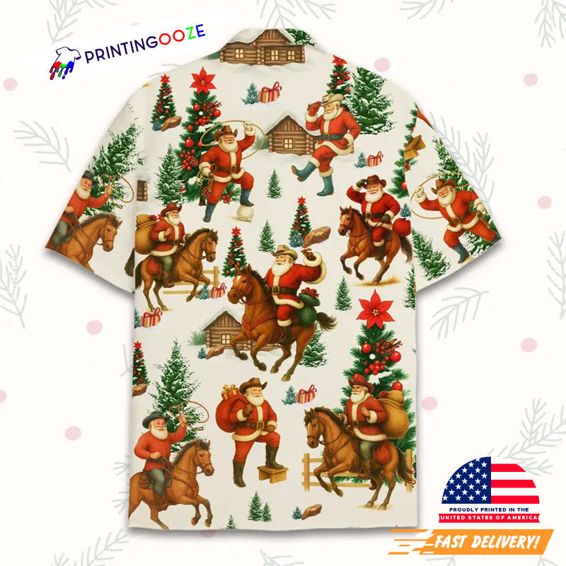 Western Cowboy Santa Christmas Hawaiian Shirt