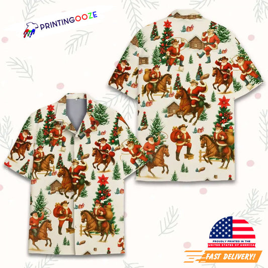 Western Cowboy Santa Christmas Hawaiian Shirt