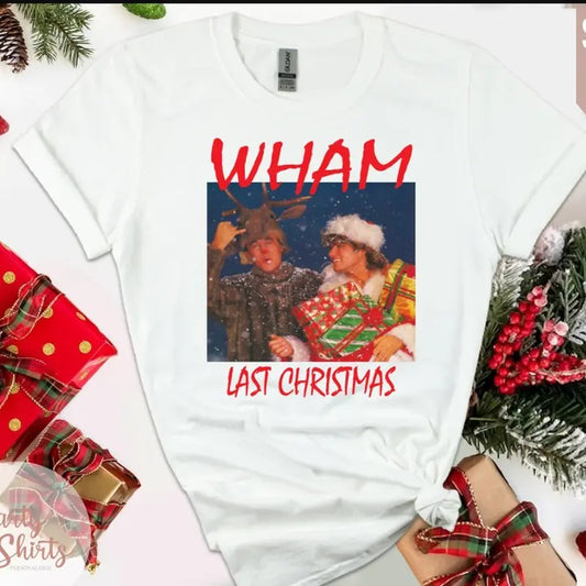 Wham Last Christmas T Shirt, George Michael T Shirt, Xmas Santa Unisex ladies Tee