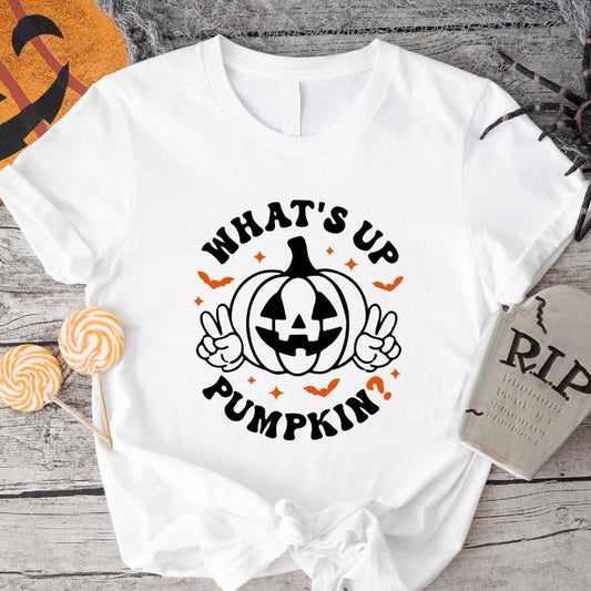 What's Up Pumpkin? T-Shirt, Matching Halloween Party Shirt, Unisex Funny Pumpkin Tee, Fall Gift Tee, Spooky Season Tee...
