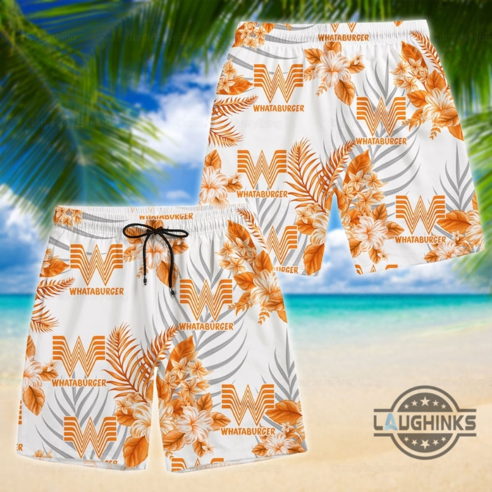 Whataburger Hawaiian Shirt And Shorts Fast Food Aloha Shirts Whataburger Button Up Swim Beach Suit Men Summer Gift For Him Dad