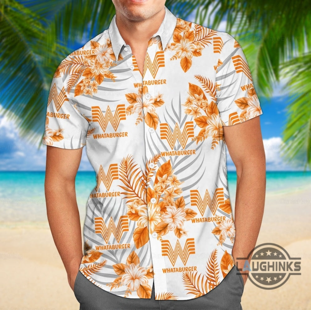 Whataburger Hawaiian Shirt And Shorts Fast Food Aloha Shirts Whataburger Button Up Swim Beach Suit Men Summer Gift For Him Dad