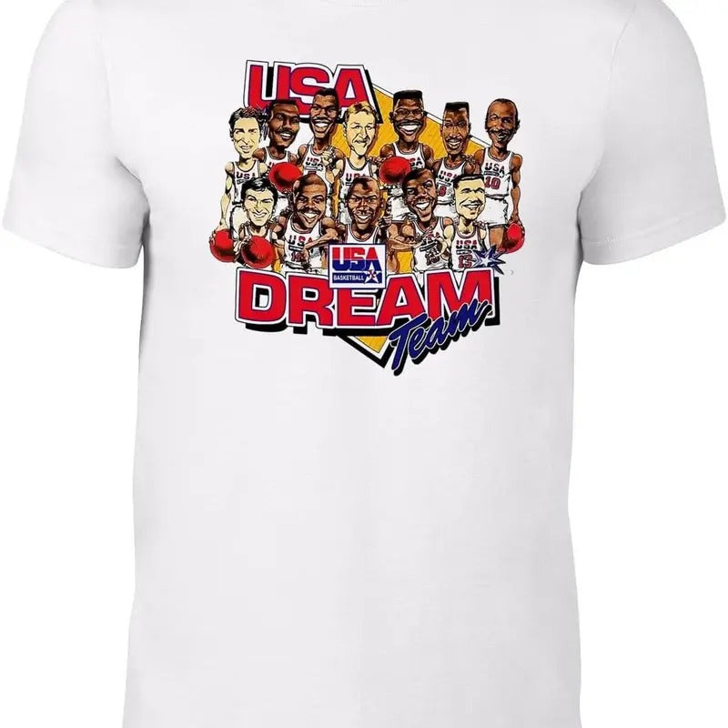 White 1992 Dream Team Big Head Style T-shirt Hoodie, Sweatshirt | InkThreadWorks.com
