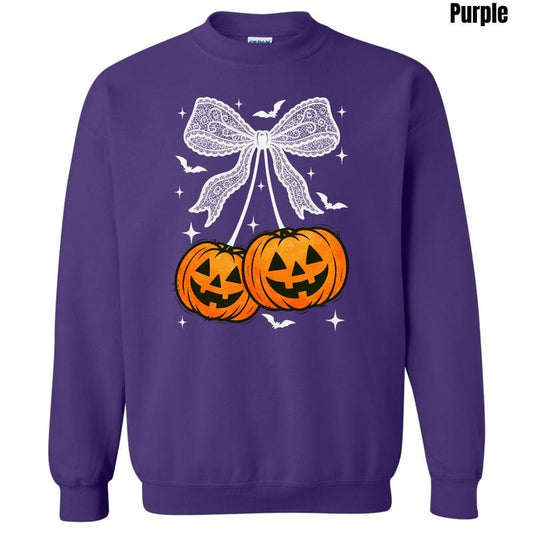 White Bats & Pumpkins Bow Sweatshirt 'NLB' T-Shirts, Hoodie | InkThreadWorks.com