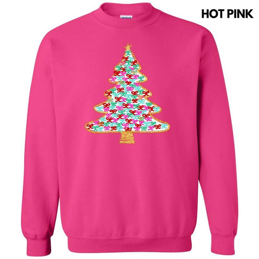 White Bushel Of Bows Christmas Tree Sweatshirt 'NLB' T-Shirts, Hoodie | InkThreadWorks.com