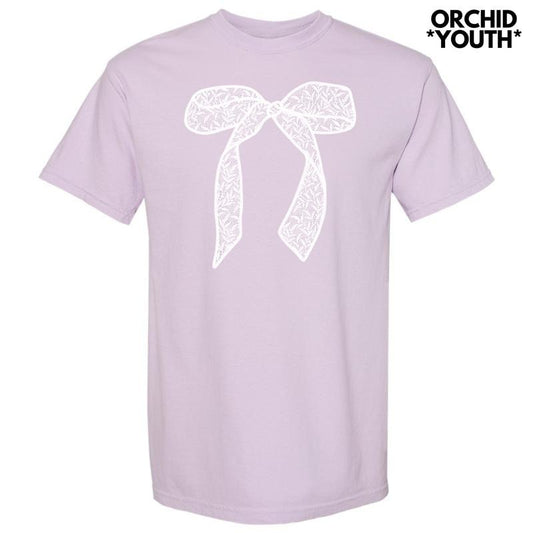 *** White Lace Bow Comfort Colors T-Shirt (Youth) 'NLB'