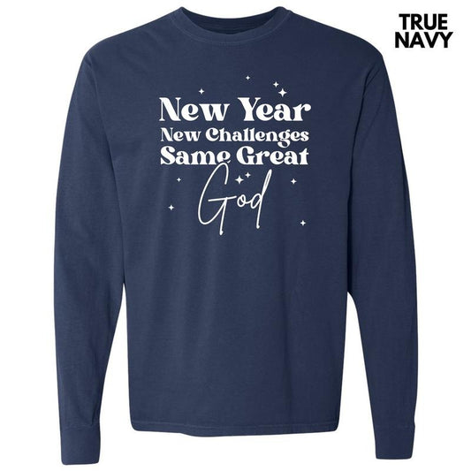 White New Year Same God Long Sleeve Comfort Colors T-Shirt 'NLB' Hoodie, Sweatshirt | InkThreadWorks.com
