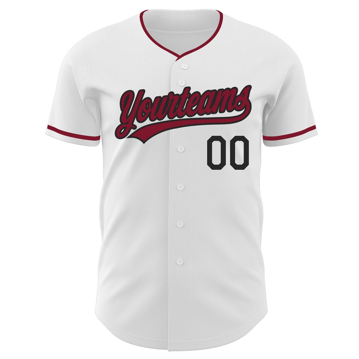 Custom White Crimson-Black Authentic Baseball Jersey