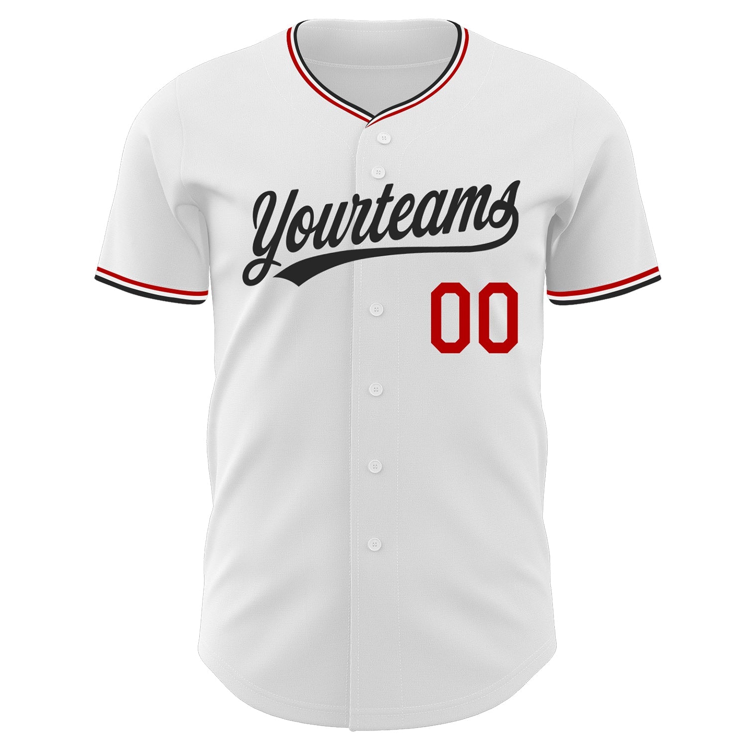 Custom White Black-Red Authentic Baseball Jersey