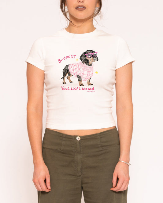 Support Your Local Wiener Longline Baby Tee