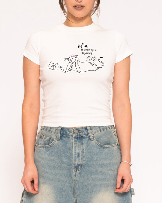 Hello, to Whom Am I Squeaking? Longline Baby Tee