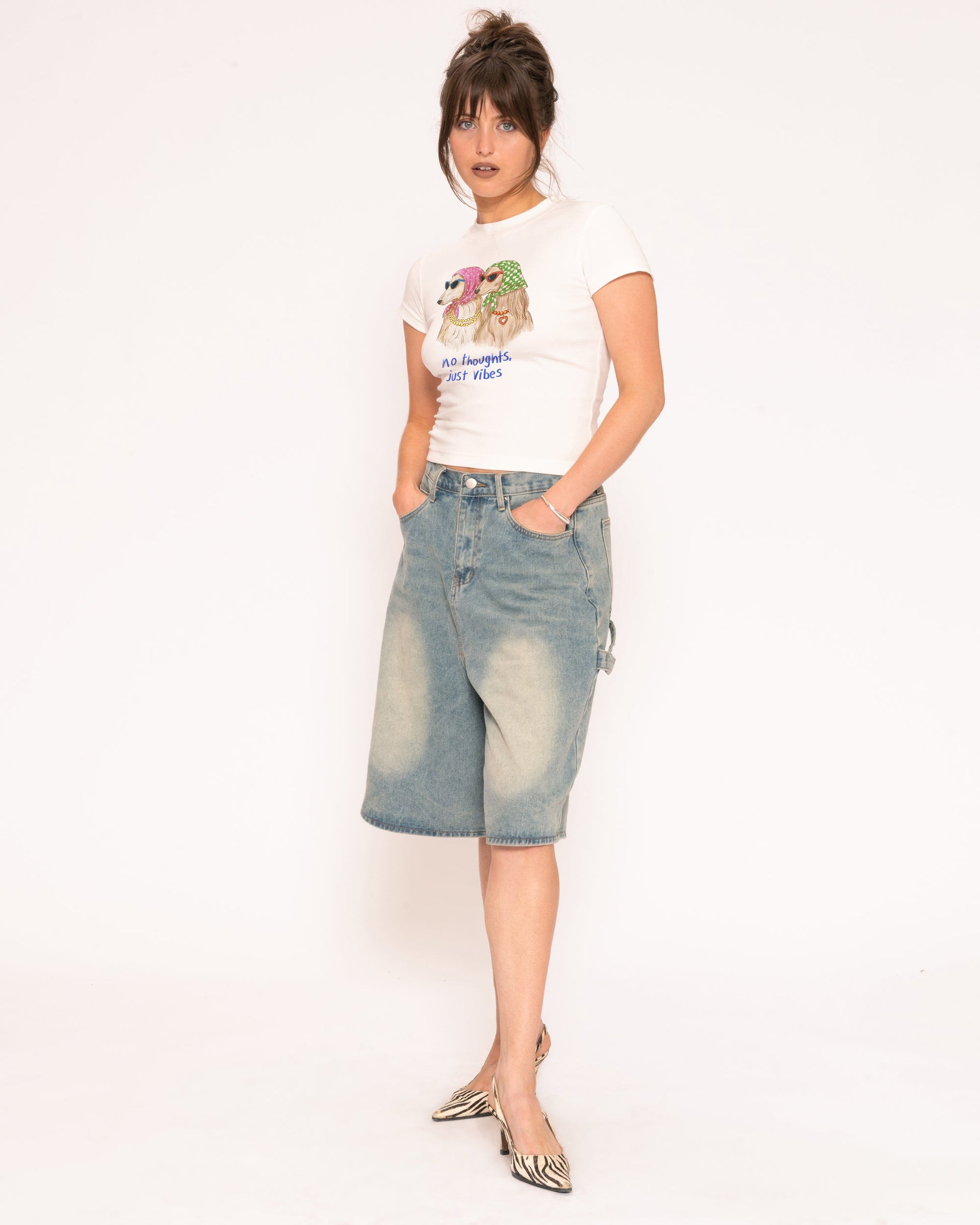 No Thoughts, Just Vibes Longline Baby Tee