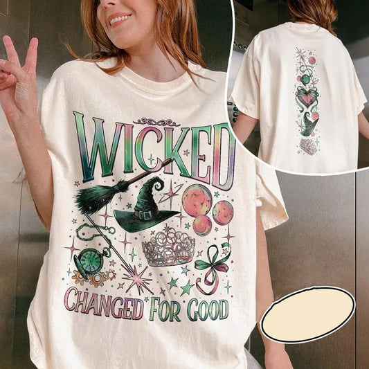 Wicked 2 Sided Two Sides Tshirt, Wizard Movie Fan, Wicked Changed For Good Tshirt, Defying Gravity, Unisex Short Sleeve Tee
