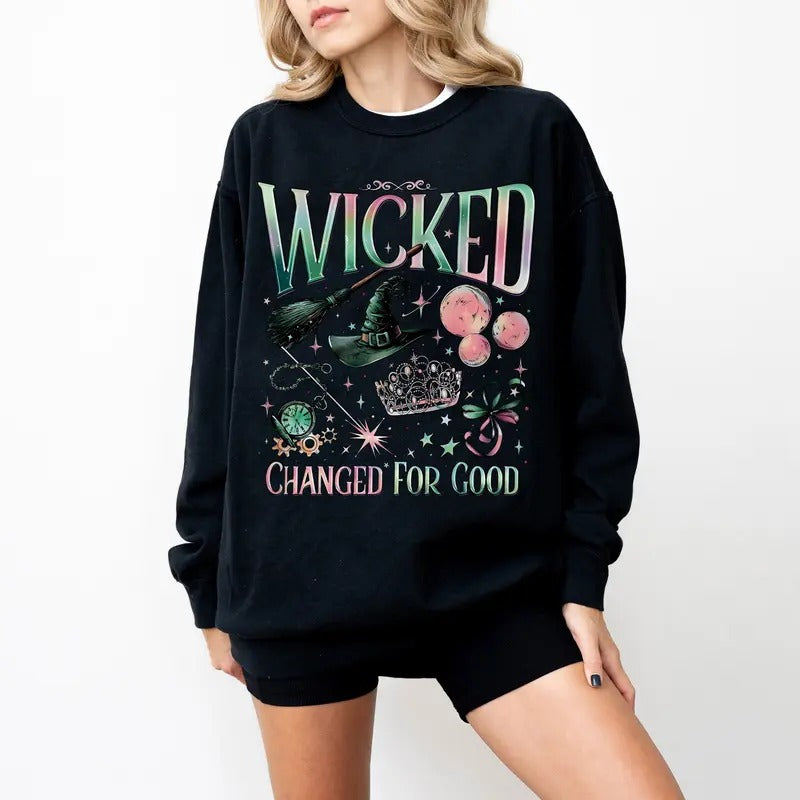 Wicked Change For Good Sweatshirt, Wizard Movie Fan Shirt, Defy Gravity Broomstick Magic Wand, Wicked Musical Movie Fan Gift